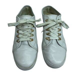 Womens TOMMY HILFIGER All White Luxe Shoes Size 10 M Flats Gold Accent Logo